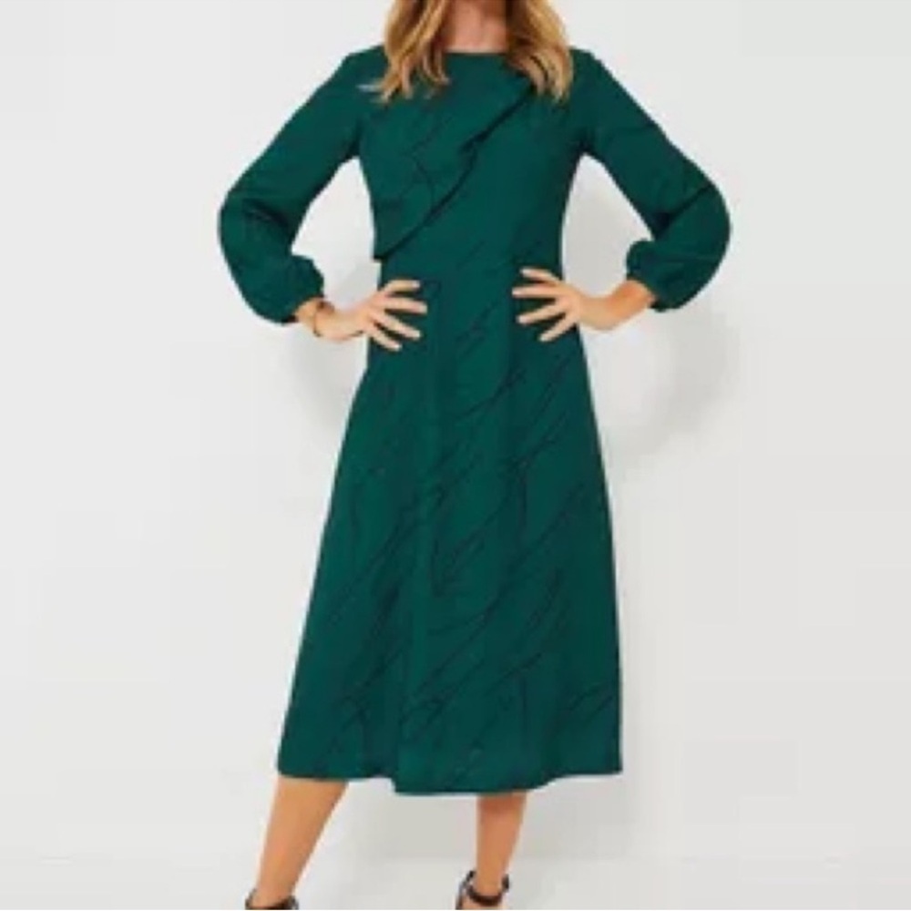 Tuckernuck Pine Twombly Macie Midi Dress S Green Draped NWT - Picture 2 of 10